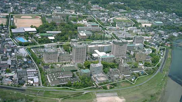 熊本大学キャンパスの上空写真